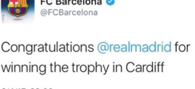 تبریک باشگاه بارسلونا به رئال مادرید